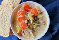Hearty German Bratwurst, Sauerkraut, and Potato Soup