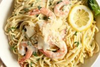 Zesty Creamy Lemon Basil Shrimp Pasta