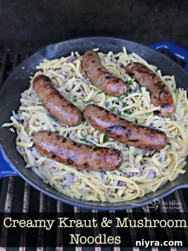 Creamy Kraut & Mushroom Noodles - An Affair from the Heart