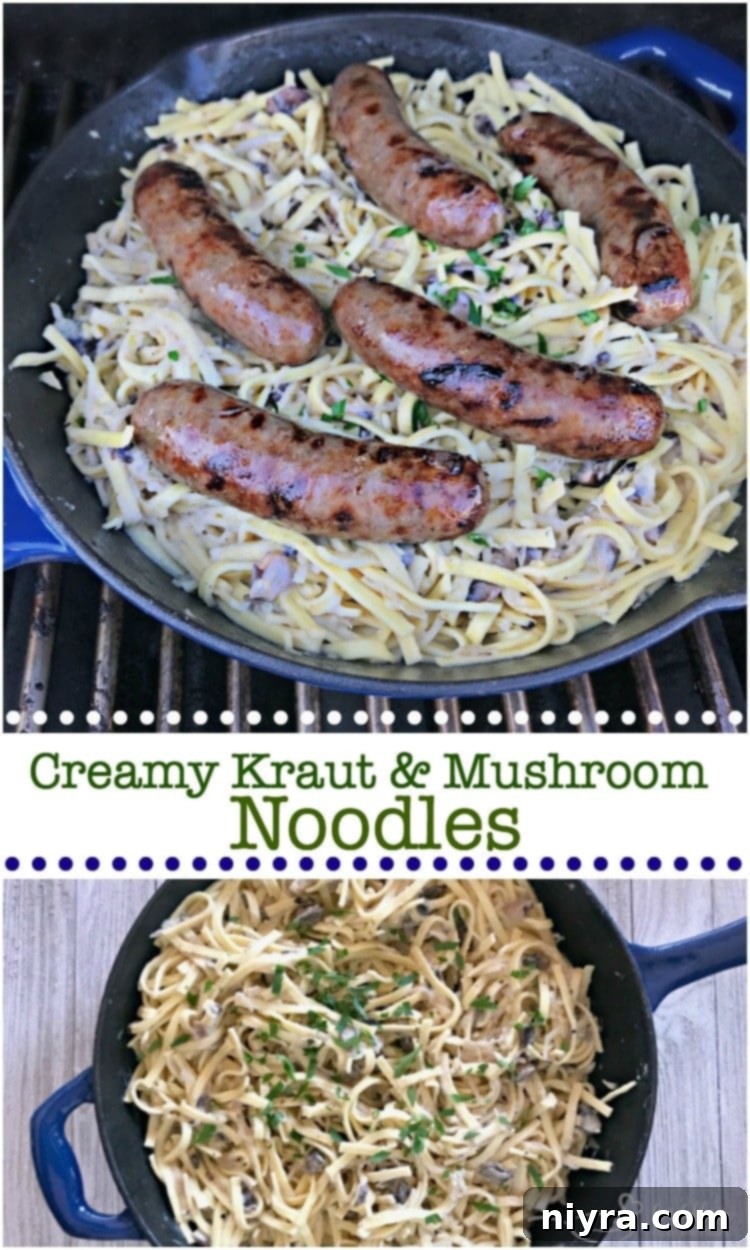 Creamy Kraut & Mushroom Noodles - An Affair from the Heart