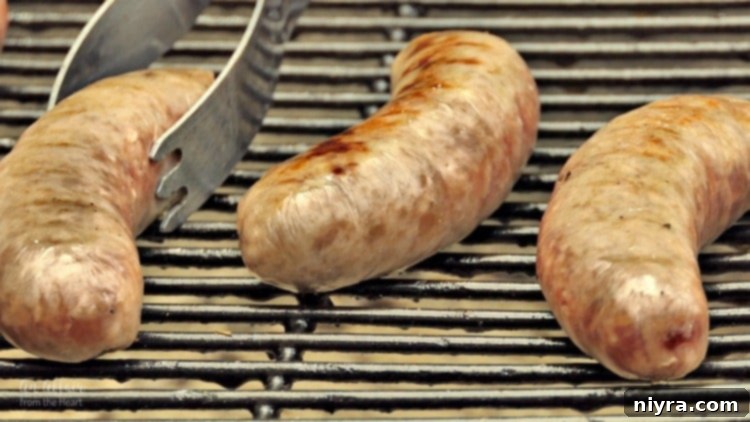 Frank's Kraut: A Griller's Delight 6 Juicy brats sizzling on the grill, ready to be topped.