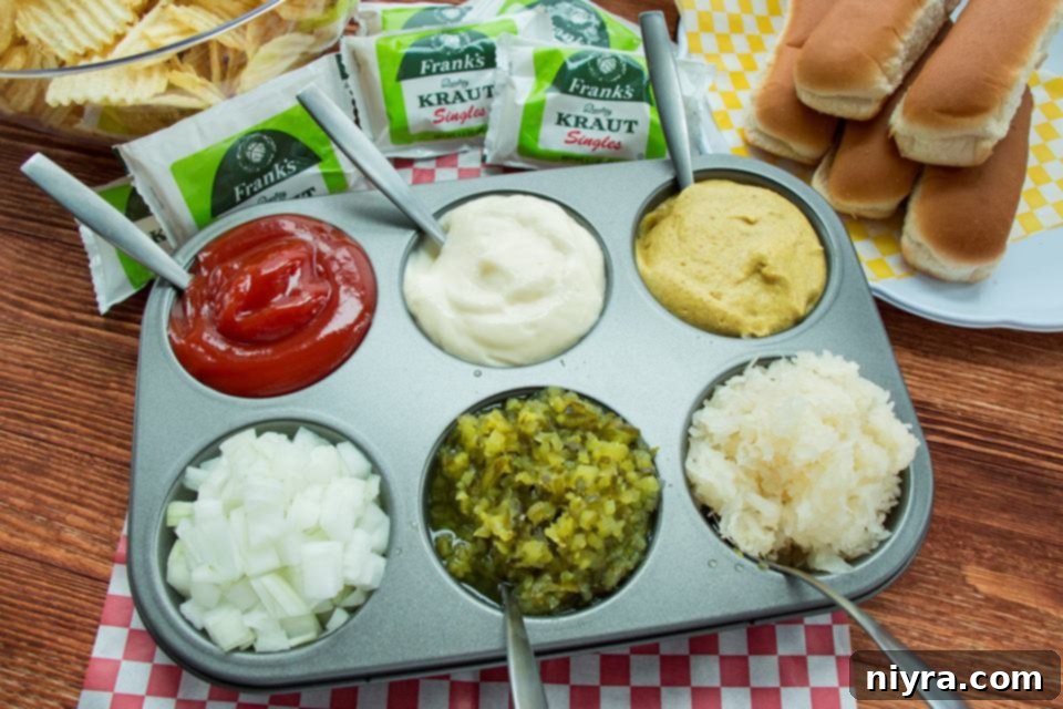 Frank's Kraut: A Griller's Delight 7 Clever muffin pan idea for serving condiments at a grill out.