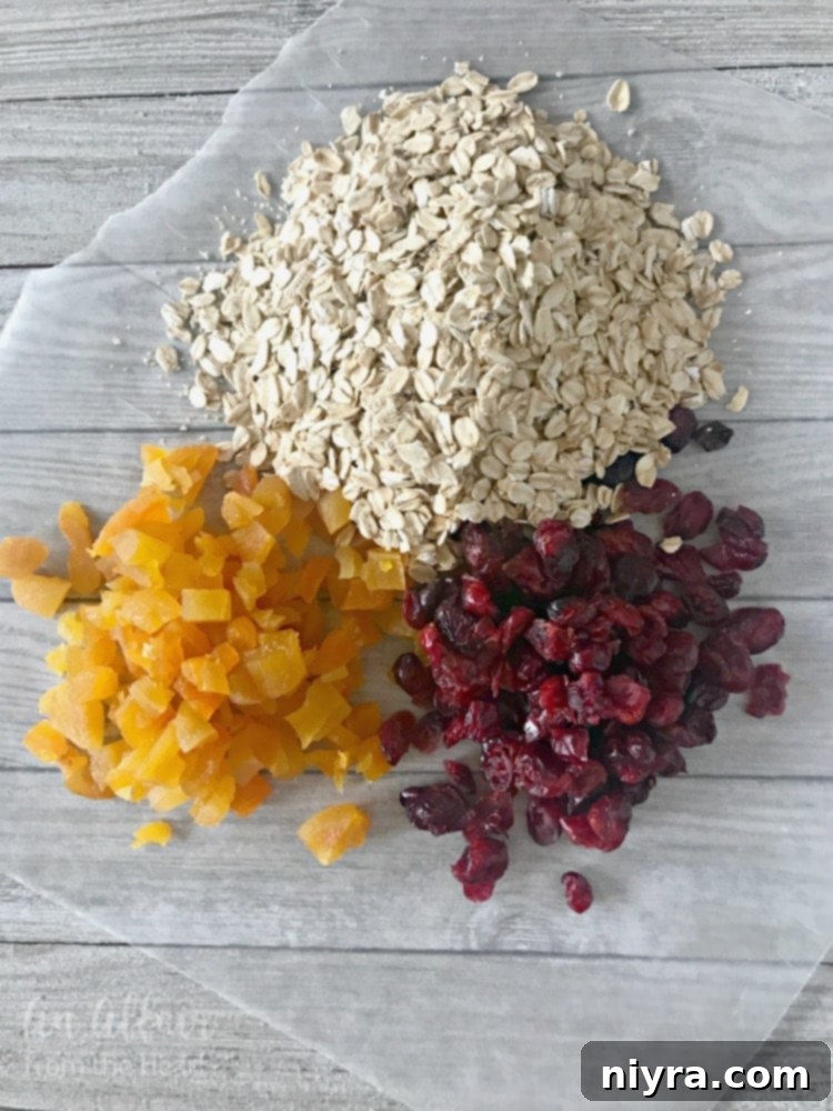 Ingredients for Cranberry Apricot Oatmeal Cookies being prepared