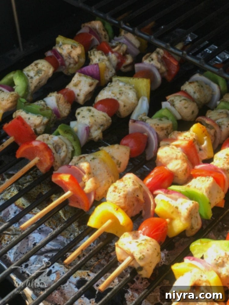 Chicken Fajita Kabobs on the grill
