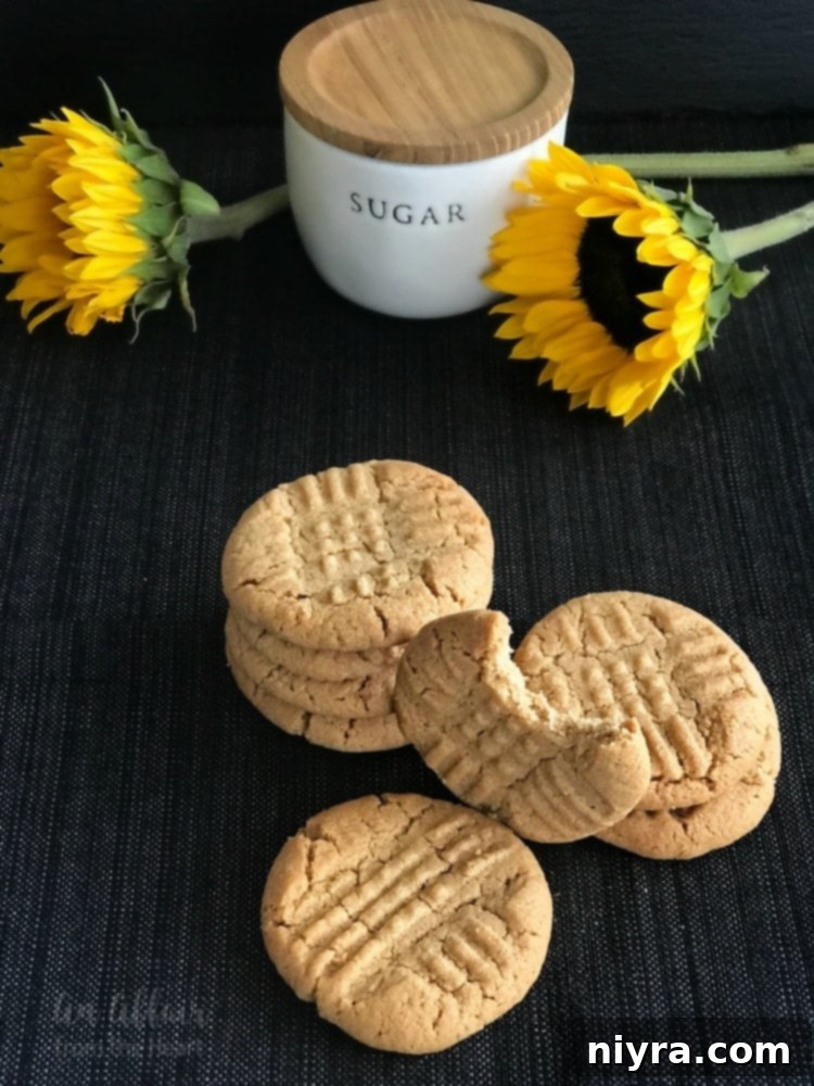 Perfectly baked 3-Ingredient Peanut Butter Cookies, ready to be enjoyed