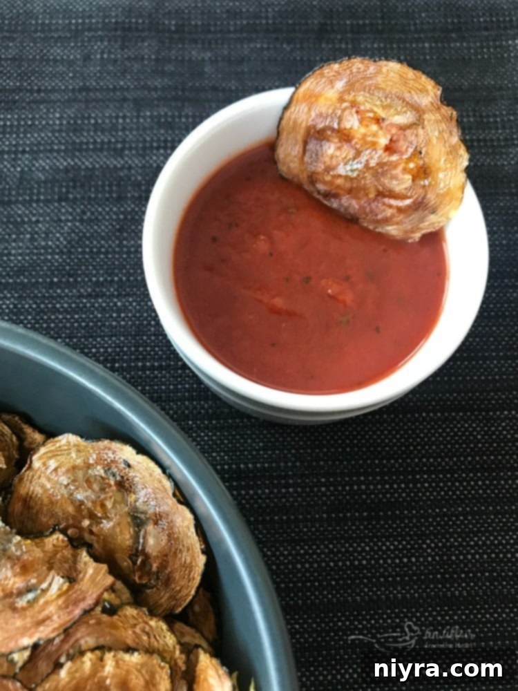 Italian Style Baked Zucchini Chips in Marinara