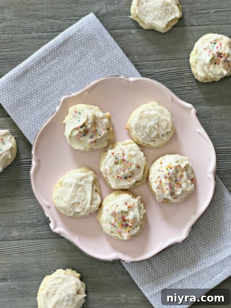 Old Fashioned Frosted Sour Cream Sugar Cookies, a classic homemade treat.