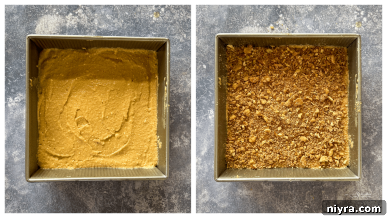 Spiced Applesauce Crumb Cake 8 Smooth applesauce coffee cake batter ready for the baking pan.