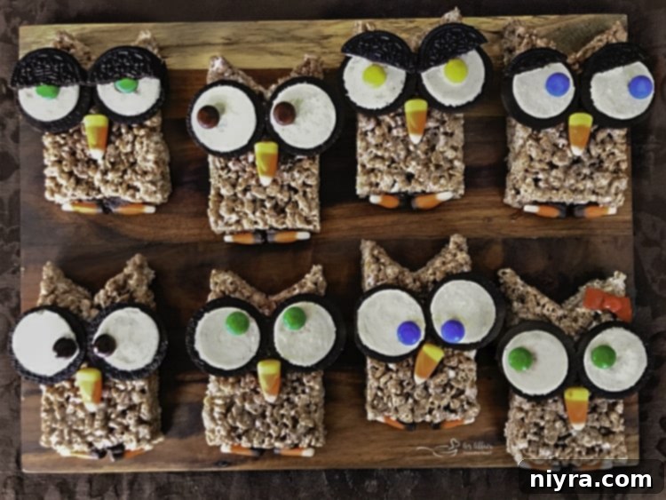 A parliament of finished Cocoa Krispy Owls