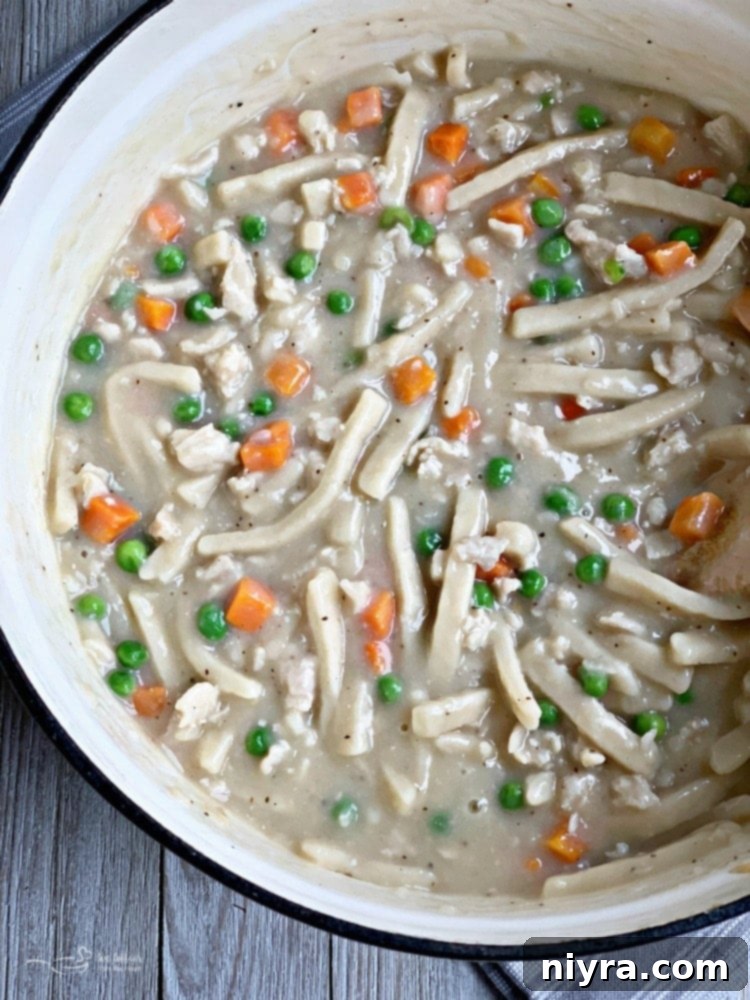 Gary's Easy 20-Minute Chicken and Noodles 9 Combining noodles with chicken and gravy