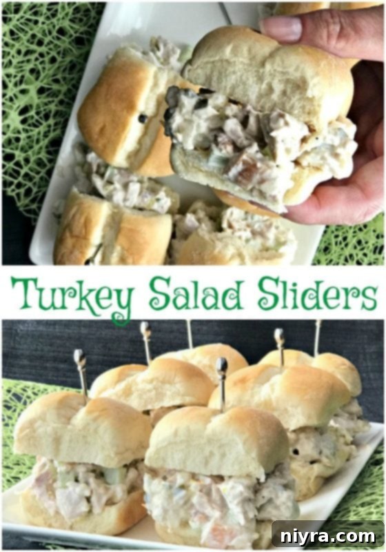 Close-up of freshly made Turkey Salad Sliders served on Hawaiian rolls