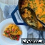 overhead of Dutch Oven Brunch Bake - Sausage Egg Casserole