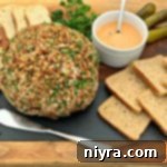 Reuben Cheese Ball on a cutting board