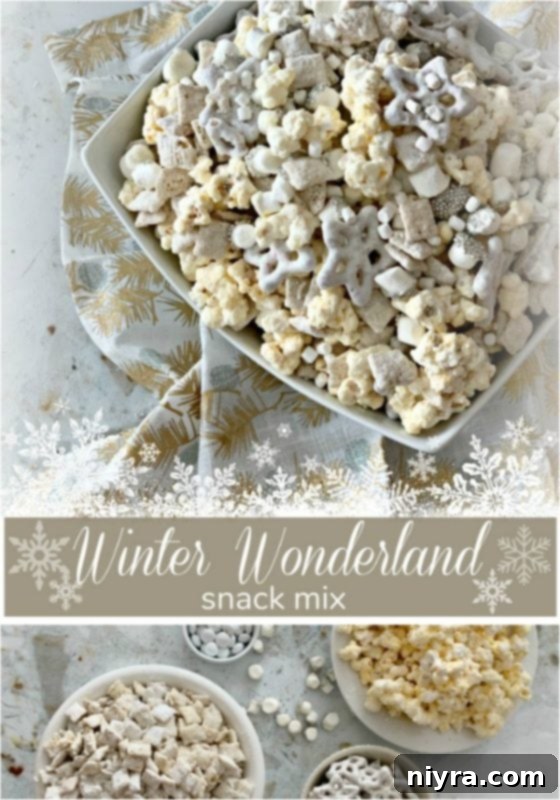 Winter Wonderland Snack Mix from An Affair from the Heart, ready to be pinned on Pinterest