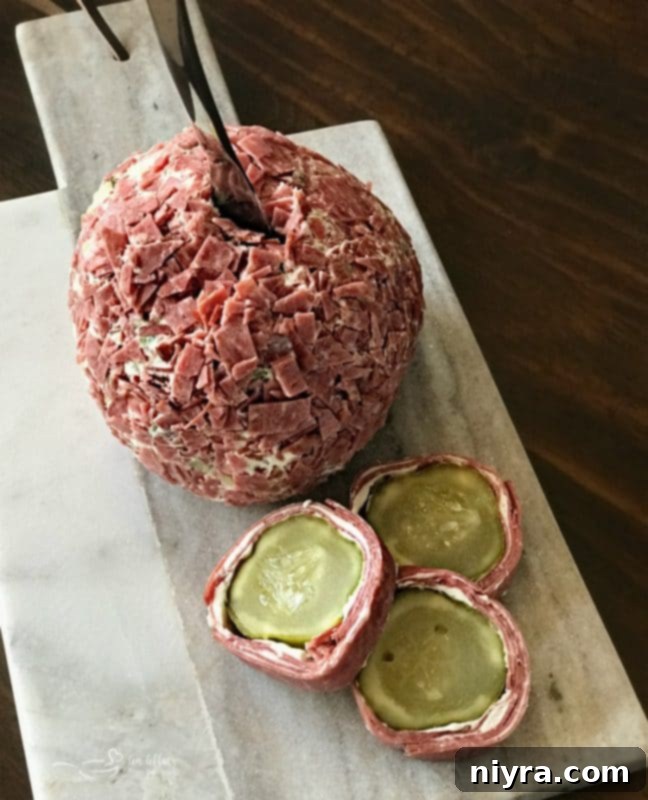 Dill Pickle Wrap Cheese Ball, a delicious party appetizer