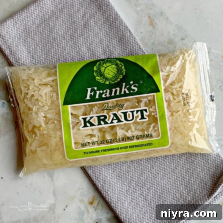 Hearty Instant Pot Beer Cheese Soup with Tangy Kraut and Smoked Kielbasa 11 Frank's Kraut packaging options: cans, jars, and poly bags