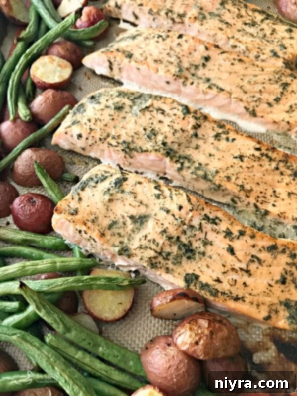 Roasted Salmon Sheet Pan Meal with Potatoes & Green Beans