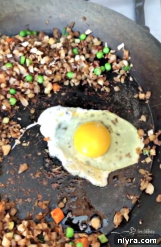 Scrambling egg for Cauliflower Fried Rice