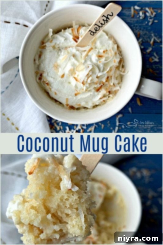 Coconut Mug Cake by An Affair from the Heart, ready to be enjoyed