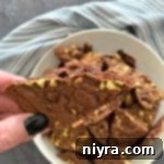 Easy Brownie Bark with Pistachios close up