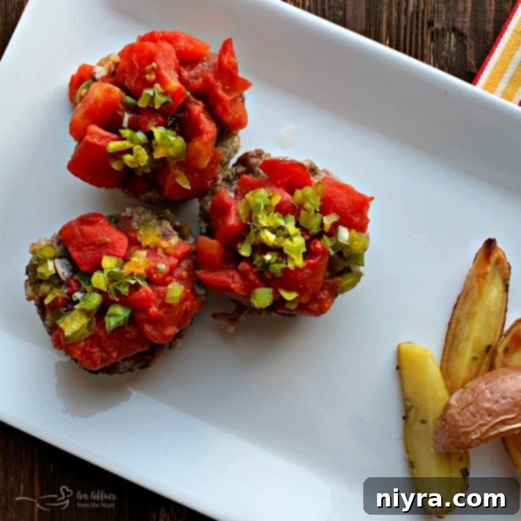 Stuffed Pepper Meatloaf Minis served with roasted potatoes