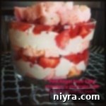 Strawberry Angel Cloud Trifle 2 Side view of Pink Angel Food Strawberry Shortcake Trifle