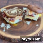 Reuben Breakfast Sandwiches Two Ways on a wood plank