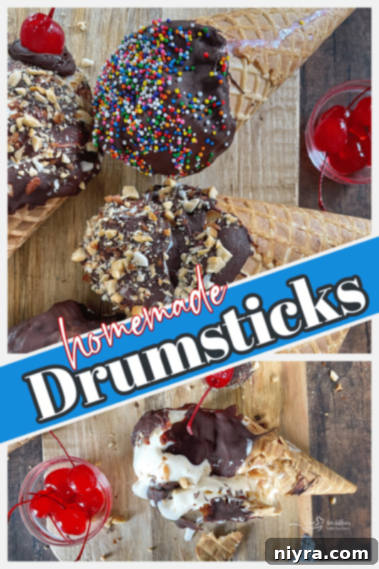 Crafted Kitchen Drumsticks 11 A vibrant graphic featuring a homemade drumstick with colorful text, 'Homemade Drumsticks'.