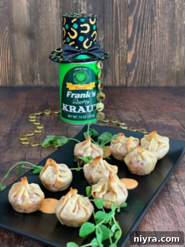 Golden Reuben Wontons 3 Reuben Wonton Purses