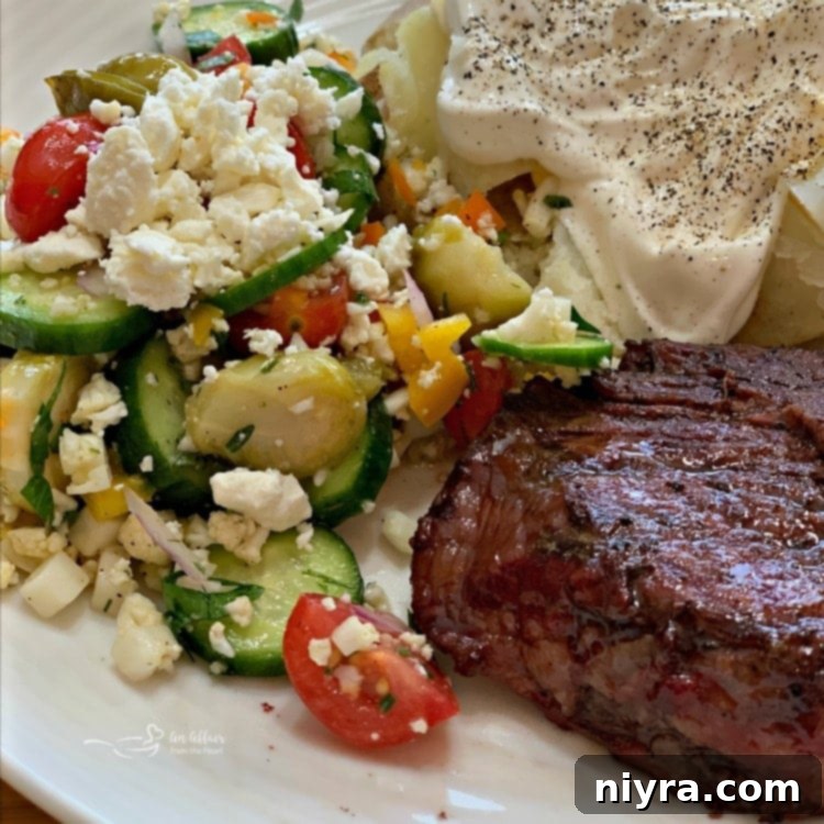 Greek Cauliflower Rice Salad with Brussels Sprouts, beautifully plated