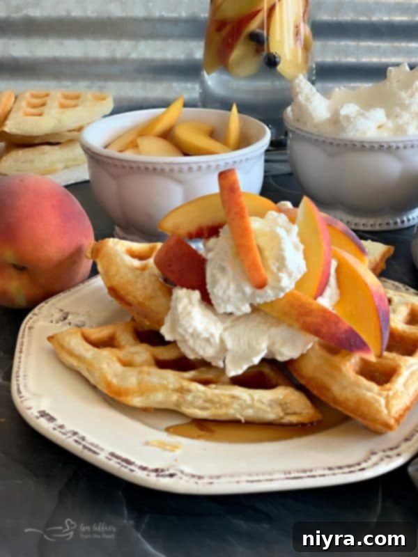 Puffles with peaches and cream