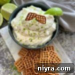 Overhead of Margarita Dip with Salted Pretzels