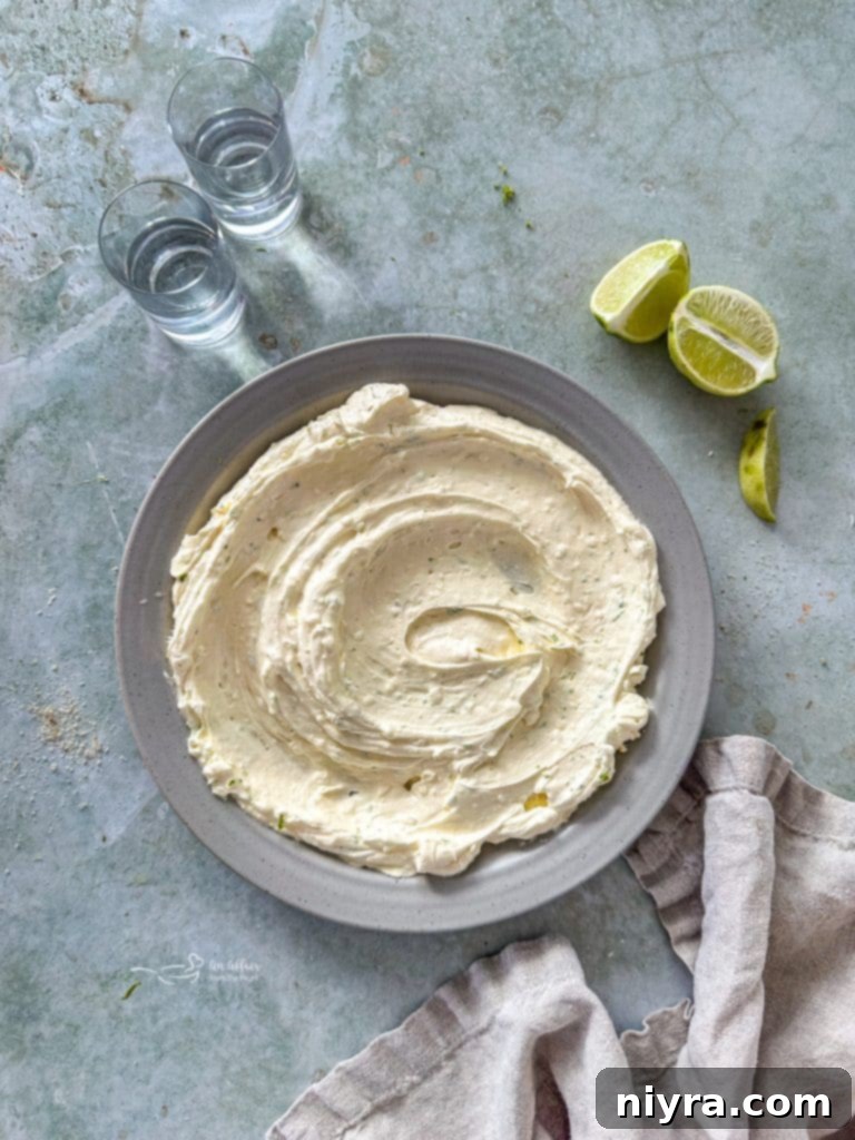 Margarita Dip in a serving dish, ready for dipping.