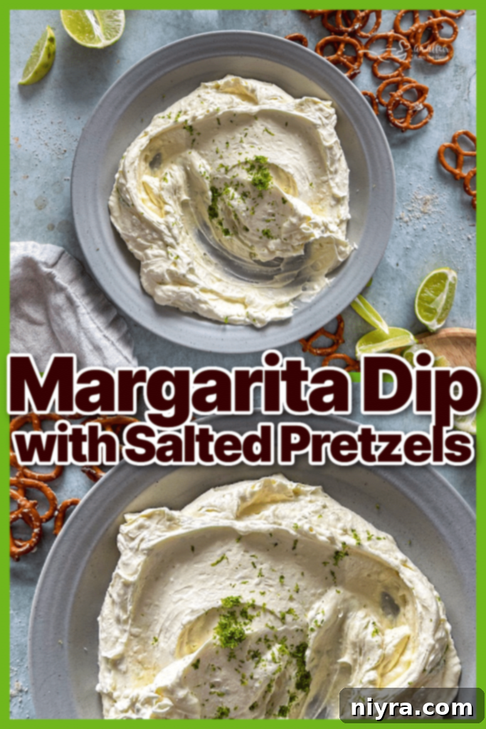 A close-up of Margarita Dip, garnished with lime and ready to be served.