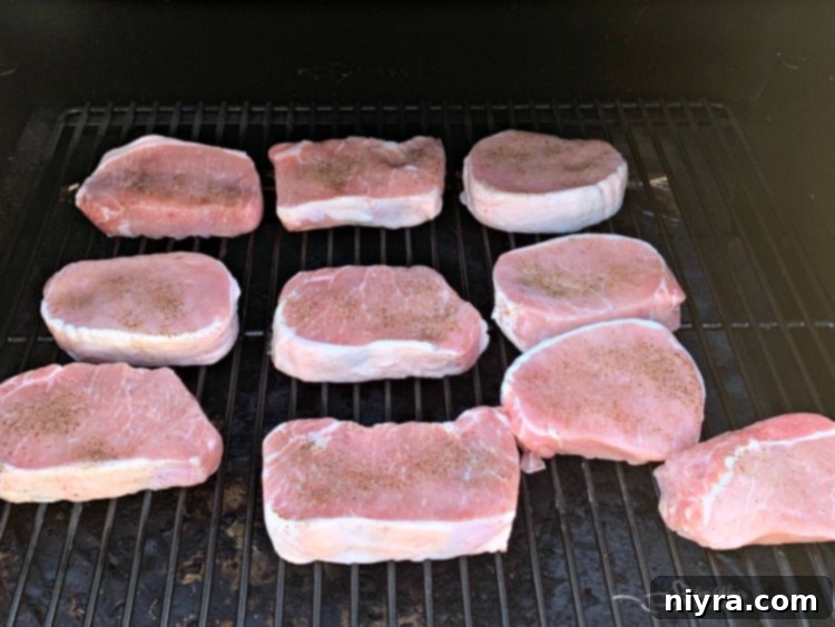 Dorothy's BBQ Pork Chops first shot on the grill