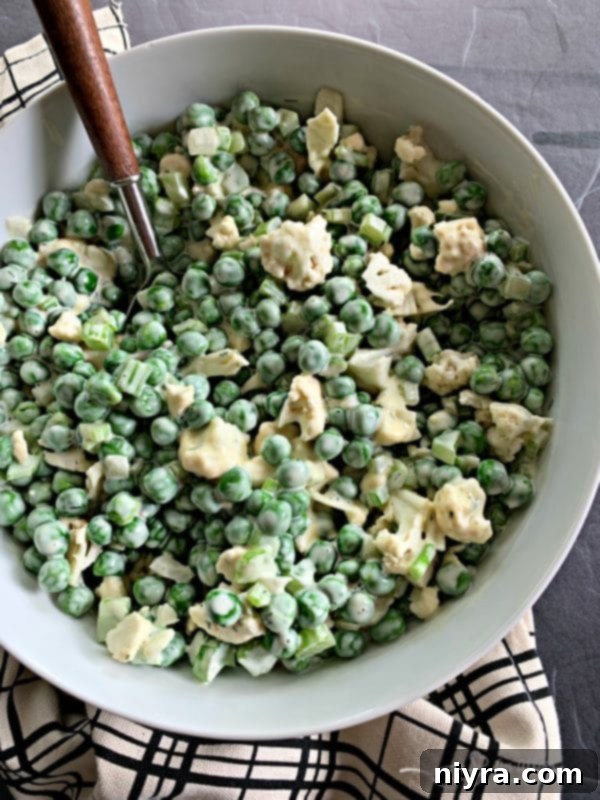 Pea and Cauliflower Medley 2 Delicious and creamy pea salad with crisp cauliflower