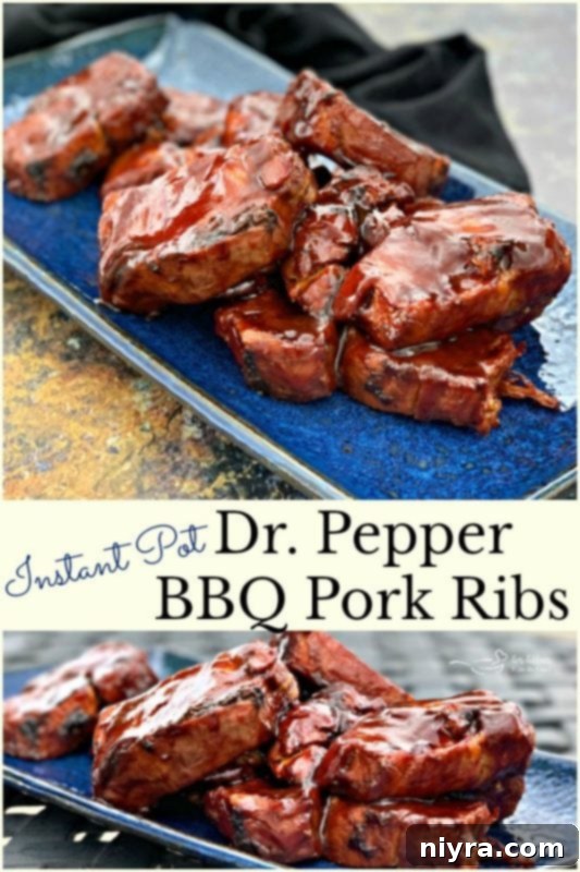 Tender Instant Pot Dr Pepper BBQ Pork Ribs 4 Instant Pot Dr. Pepper BBQ Pork Ribs, ready to be glazed