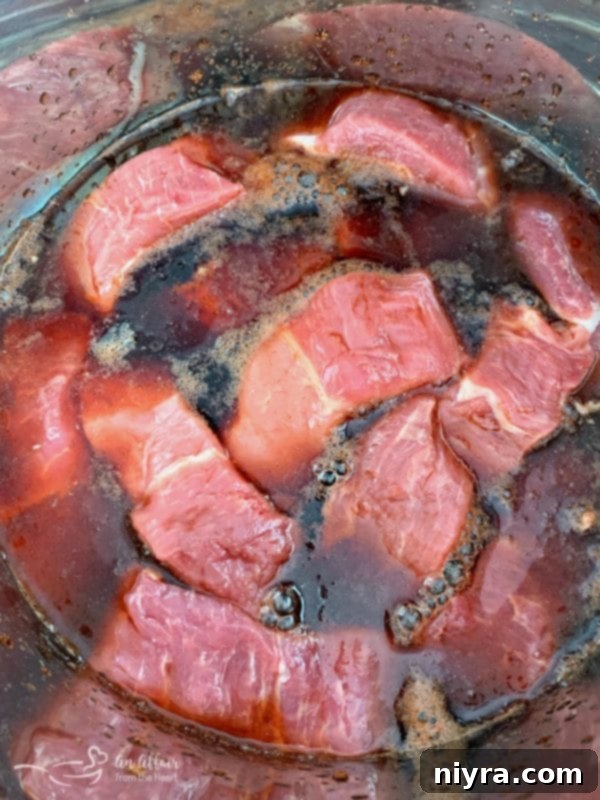 Tender Instant Pot Dr Pepper BBQ Pork Ribs 8 Instant Pot Dr. Pepper BBQ Pork Ribs with Dr. Pepper Cherry prepped in pressure cooker