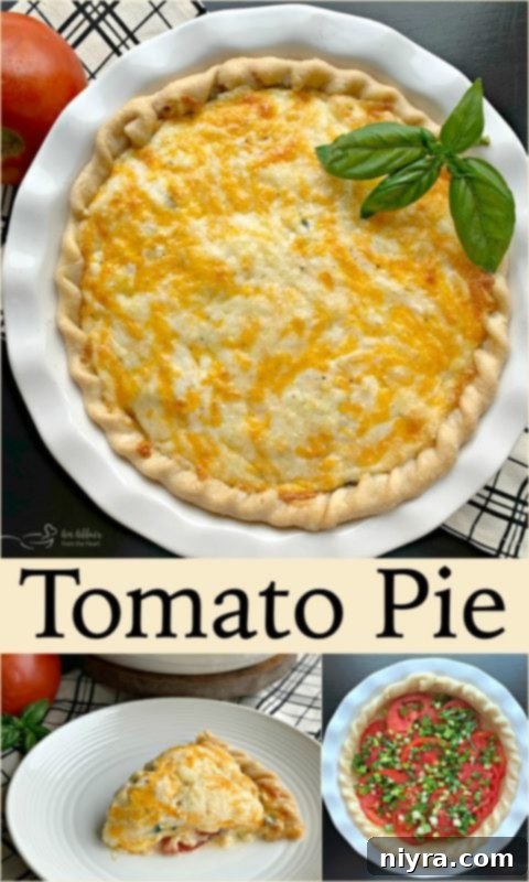 Southern Tomato Pie on a cooling rack, ready to be served