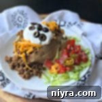 Taco Loaded Baked Potato close up