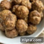 Close up of Italian Meatballs in a white bowl