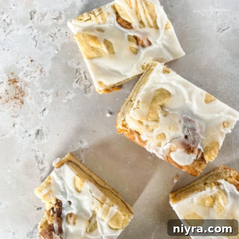 A freshly baked pan of Snickerdoodle Cookie Bars, still warm and ready for the glaze.