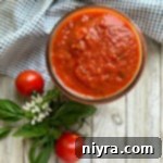 Overhead of Simple Homemade Marinara Sauce