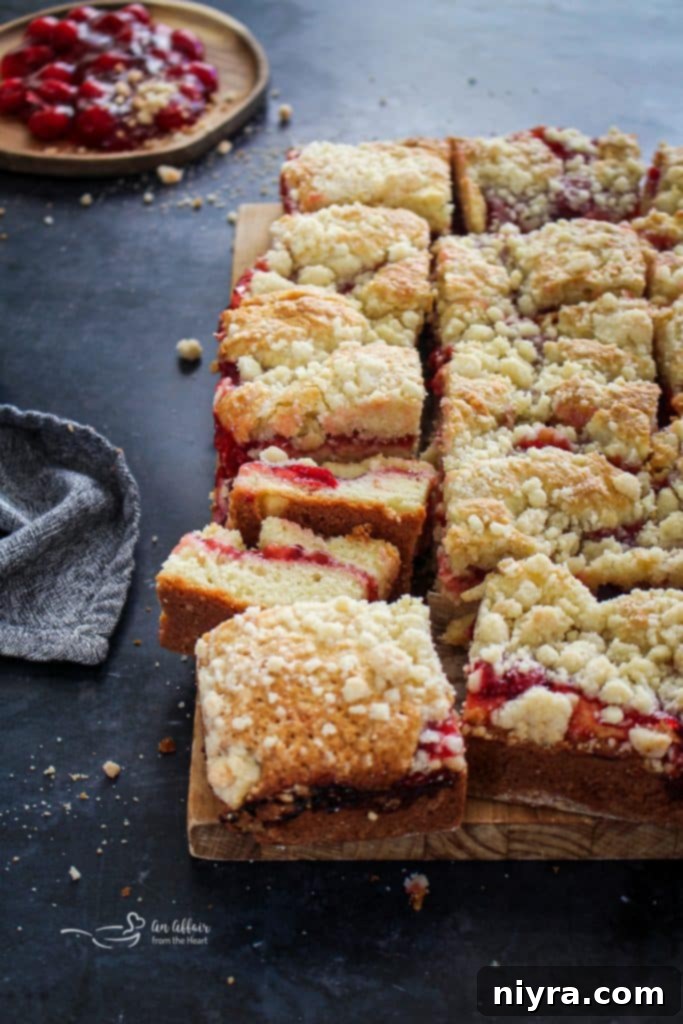 Buttery Cherry Coffee Cake with Crumb Topping