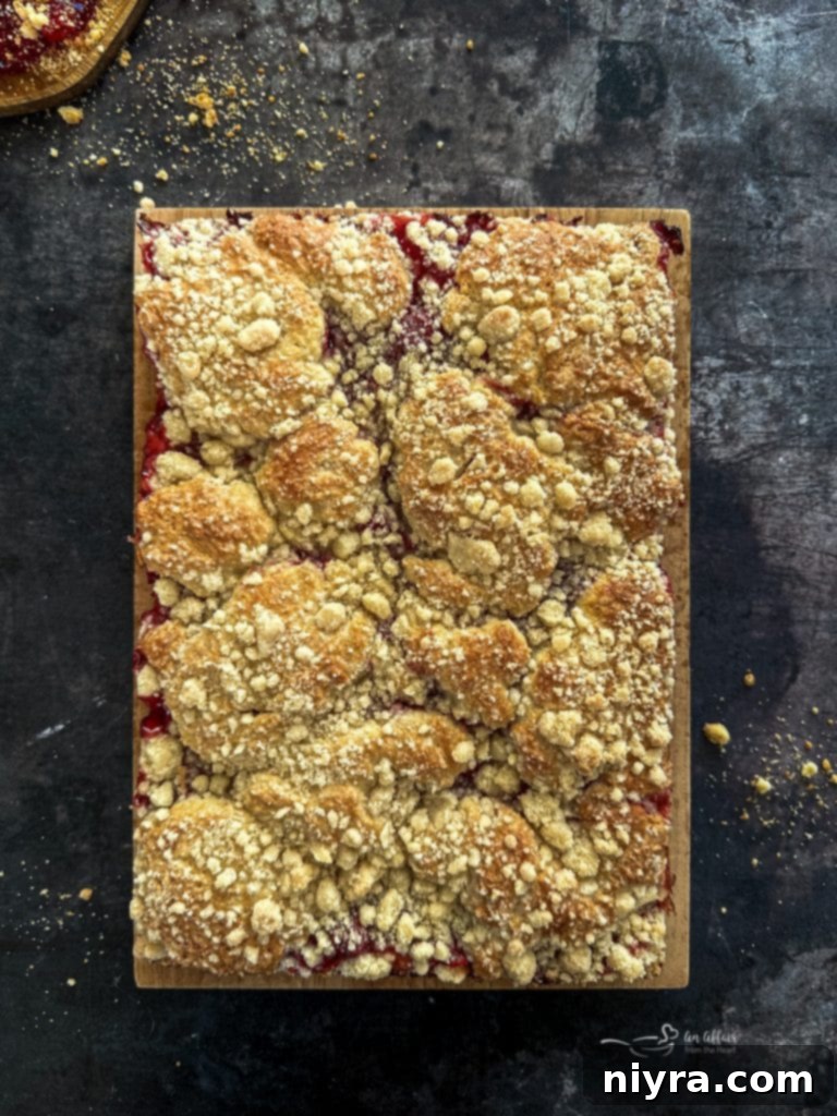 Cherry Coffee Cake on a cooling rack