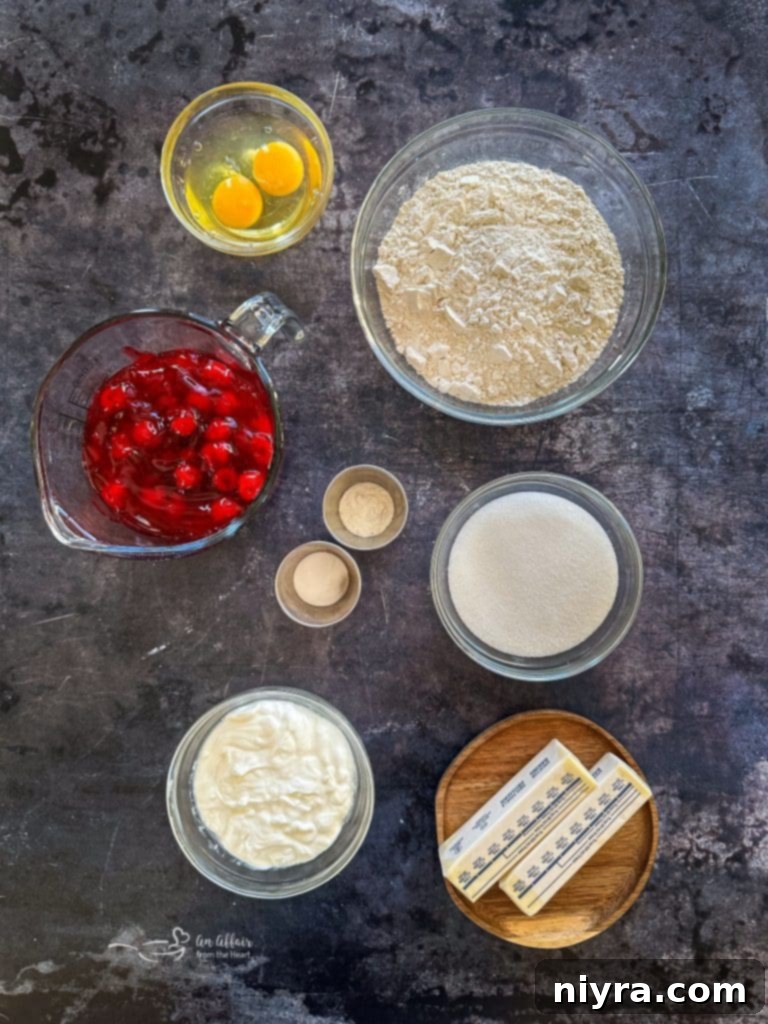 Whole Cherry Coffee Cake ready to be sliced