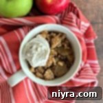 close up of Apple Crisp in a Mug