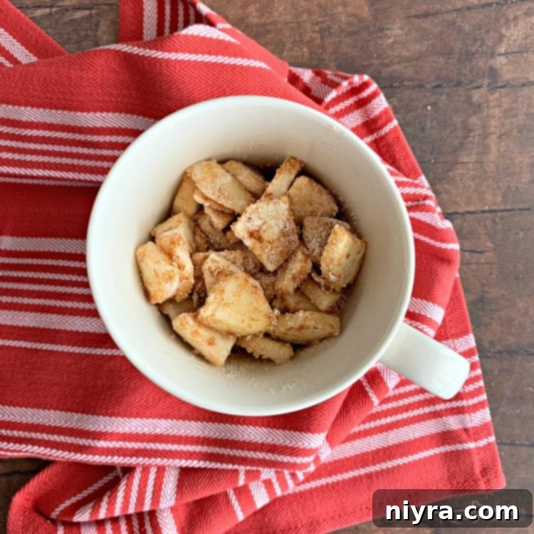 Add apples to prepared mug