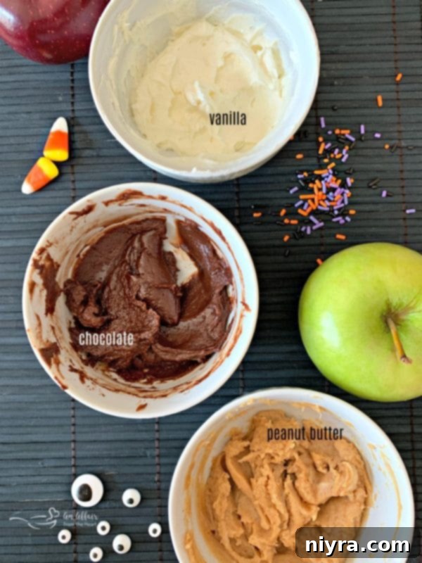 Apple Donut Monsters cream cheese frosting