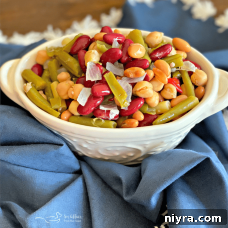 Closeup of Paisley Farm Five Bean Salad, showcasing the bean variety